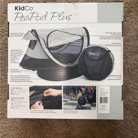 KidCo PeaPod Plus Travel Bed - Black and Gray - Picture 2 of 2